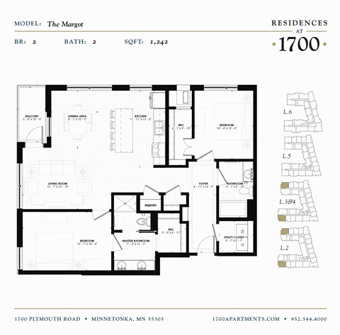 The Margot Floor plan at Residences at 1700, Minnetonka, MN